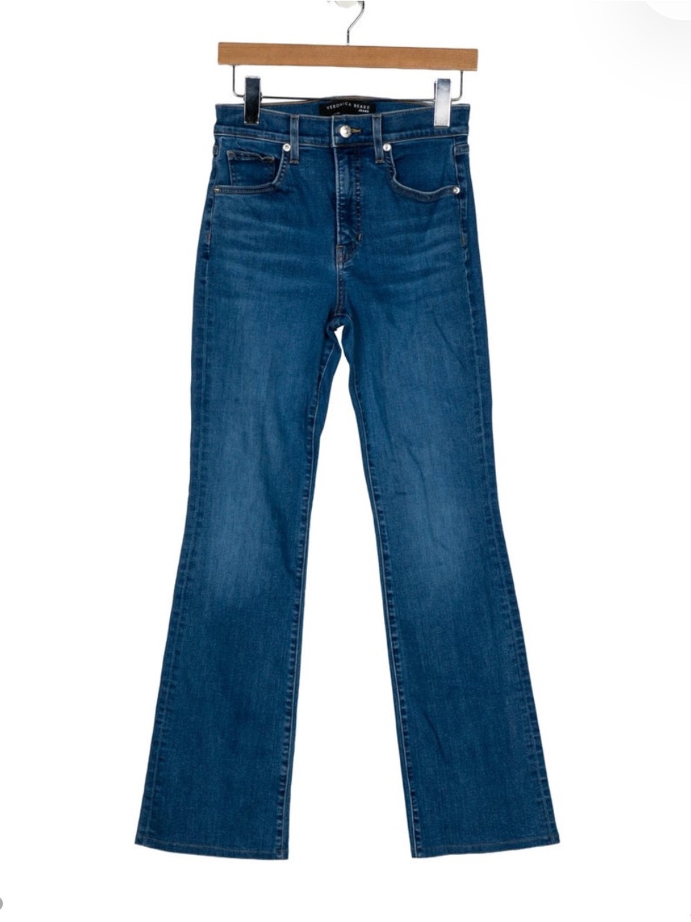 Veronica Beard Mid-Dark Blue High-Rise Straight Jeans